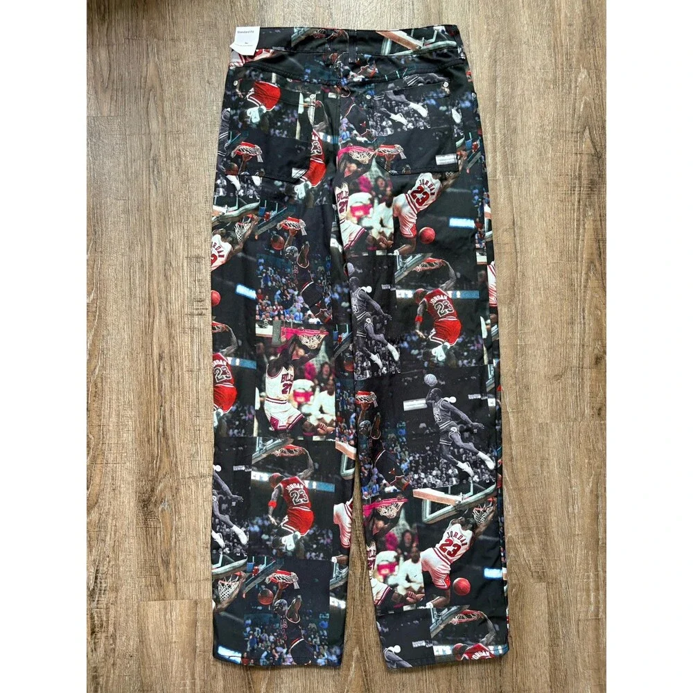 Nike Jordan Flight All Over Print Woven Pants Black Sail Men’s Sz 32 IQ5238-010